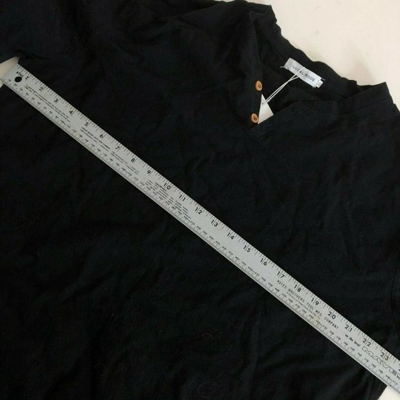 LOCALMODE Men Linen And Cotton V Neck Short Sleeve - Picture 4 of 5